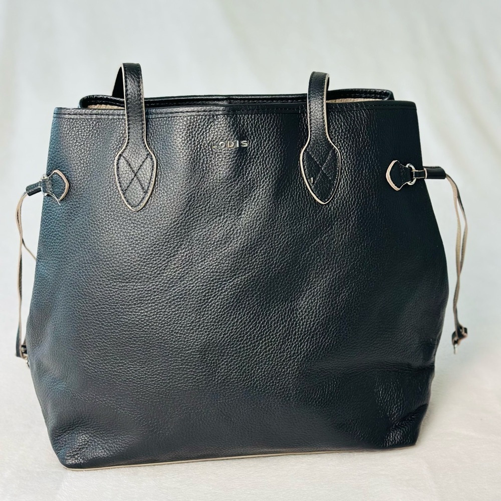 Lodis Black Leather Tote Bag - Picture 2 of 9